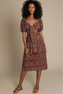 Chisomo Midi Skirt in Orange Reptilian