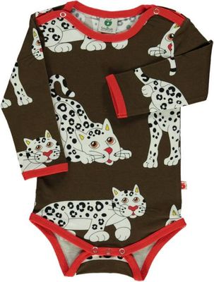 Long-sleeved baby body with snow leopard