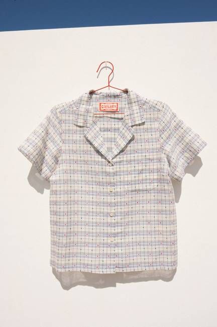 Nancy Button-Waist Shirt - Curtain Plaid (M &L)