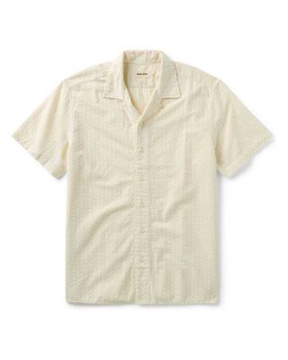 The Davis Shirt in Vintage White Embroidered Stripe