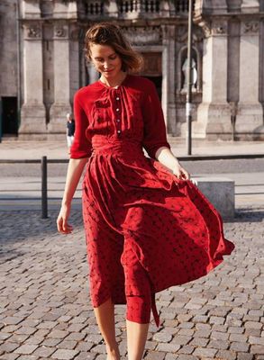 Rene Dress, vin mosaic print silk crepe