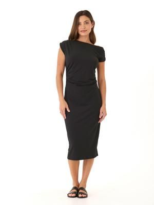 Leoni Luxe Jersey Ruched Midi Dress