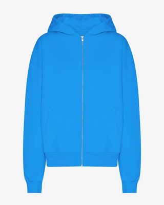 Organic Oversized Zip Hood - Pacific Blue