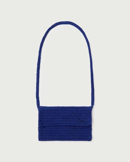 Blue handcrocheted mini bag