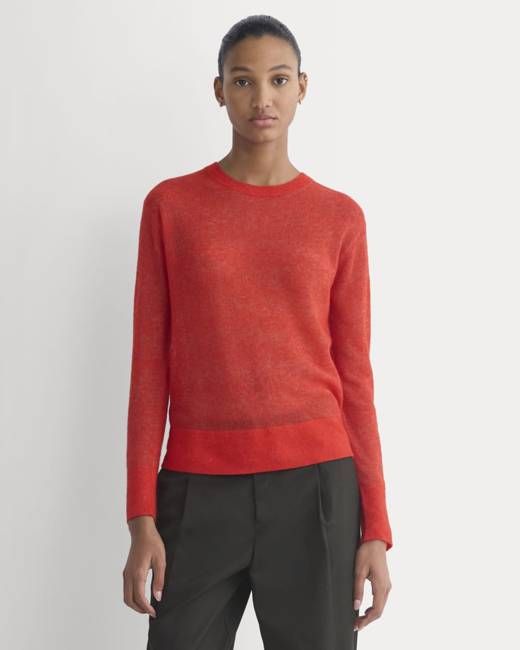 The Air Alpaca™ Relaxed Crew Top | Fiery Red