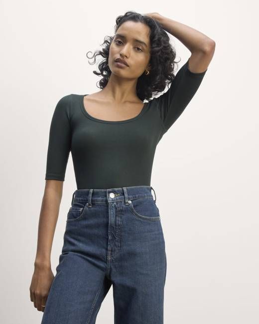 The Luxe Rib Scoop-Neck Tee | Scarab