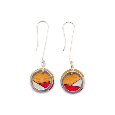 Conture Recycled Wood Silver Dangle Earrings (6 Colours)