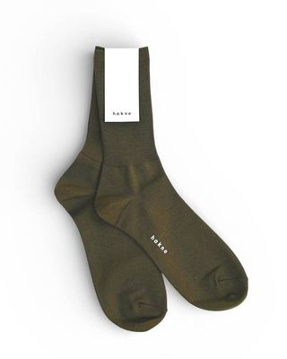Merino Wool Ribbed Socks in Green