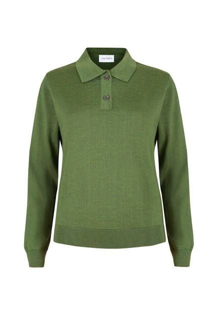 Galante 100% Merino Polo Top Olive Green