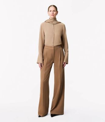 Cashmere Pleated Trouser | Camel