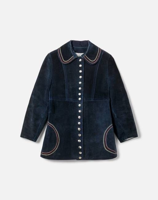 60s Blue Suede Embroidered Jacket- #18