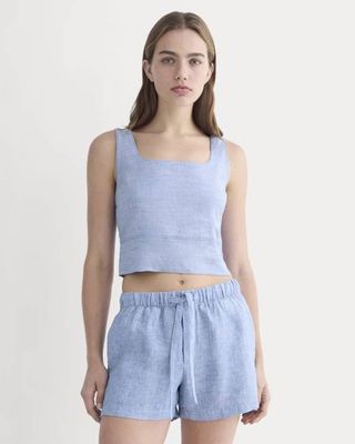 The Square Tank in Stretch Linen | Chambray
