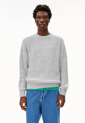 KIAANO TWEED KNIT SWEATER | oatmilk-black tweed