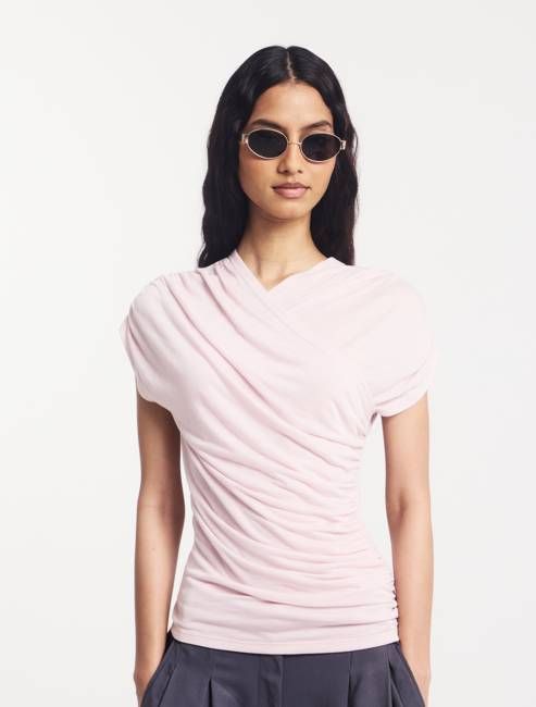 Off Shoulder Wrap Top Dusk Pink