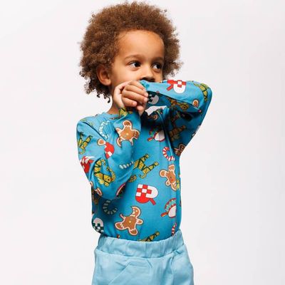 Gala long-sleeved top with Christmas decorations