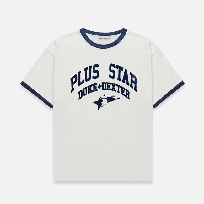 Plus Vintage White + Navy Ringer T-Shirt