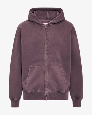 Organic Oversized Zip Hood - Faded Grape