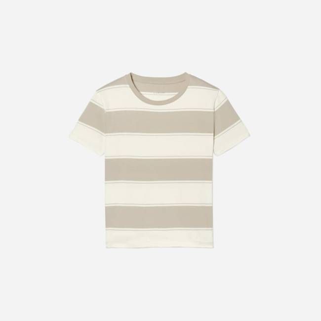 The Box-Cut Tee in Essential Cotton | Pale Khaki / Canvas Tan | No Pocket