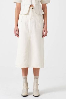 Noah Midi Denim Skirt in Ecru