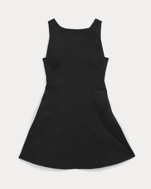 Seamed Open-Back Mini Dress | Black