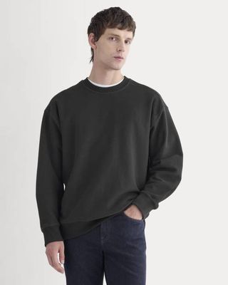 Twill Terry Jacquard Crew Sweatshirt | Black