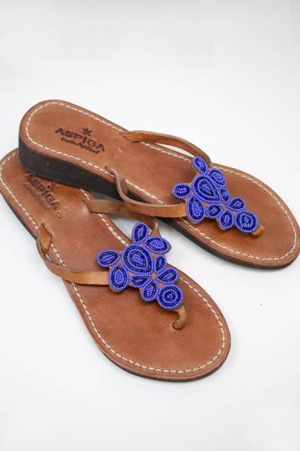 Mia Full Beaded Sandal | Navy/Cobalt