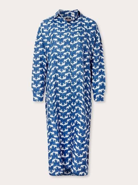 Women's Elephant Palace Blue Sapodilla Linen Shirt Dress