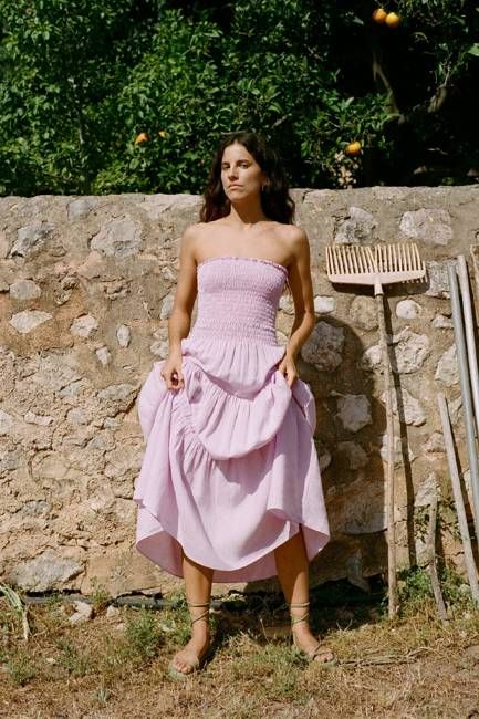 The Nini Smocked Bustier Dress in lavender