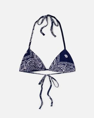 Upcycled Lola Tie Top - Navy Bandana