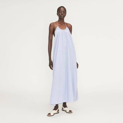 The Tie-Back Halter Dress | Mazarine Blue / Optic White