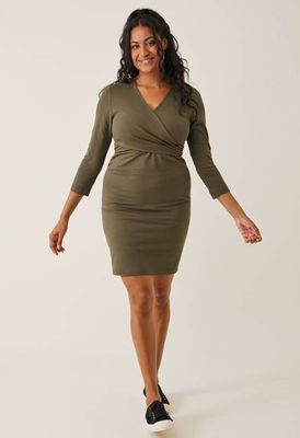 Maternity wrap dress - Green Olive