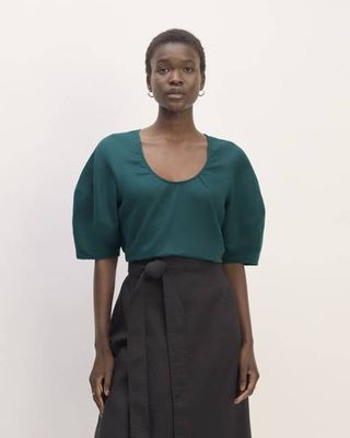 The Scoop Top in Linen | Dark Sea