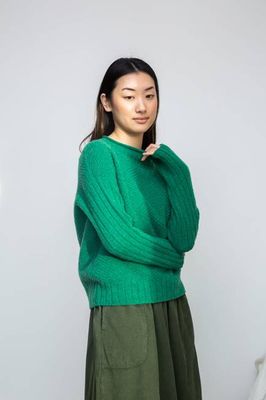 Shika Lambswool Knitted Jumper in Emerald