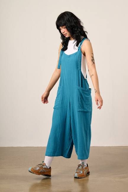 Rudy - Cotton Dungarees in Fjord Blue