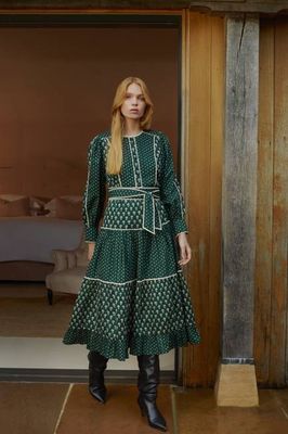 Evelyn Flower Block Print Dress