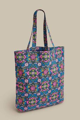 Catalina - Cotton Tote Bag in Blue Artisan Floral Patchwork