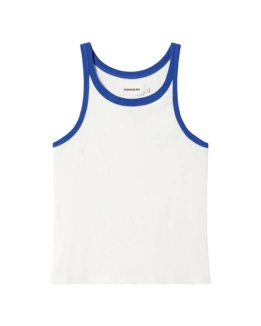 White blue contrast Harriet halter top