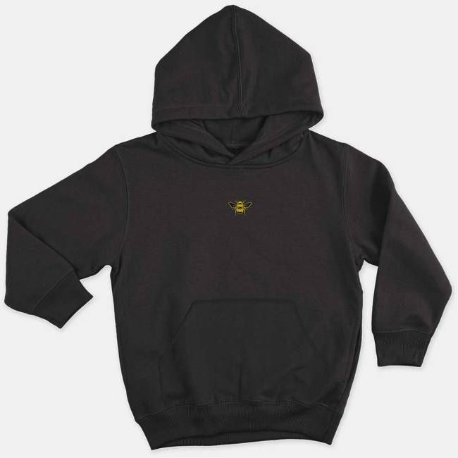 Tiny Embroidered Bumble Bee Kids Hoodie (Unisex)