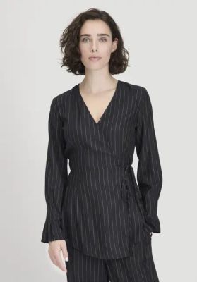 Regular pinstripe blouse made of pure LENZING™ ECOVERO™ satin