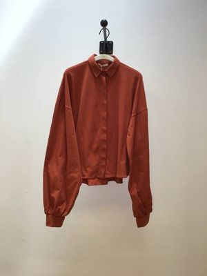 Konara Long-Sleeved Cotton Jersey and Poplin Shirt in Paprika Sample