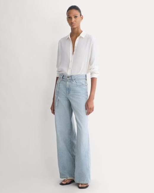 Everlane Lightweight Loose Wide-Leg Jean — Light Indigo — Long
