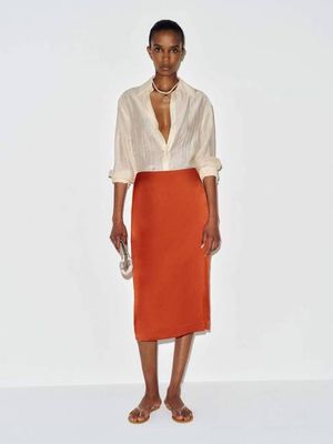 Helen Low Waist Silk Midi Skirt