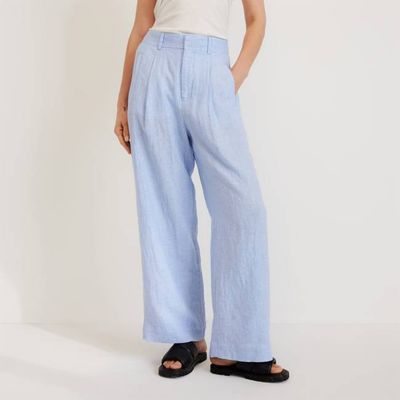 The Linen Way-High® Drape Pant  | Light Blue