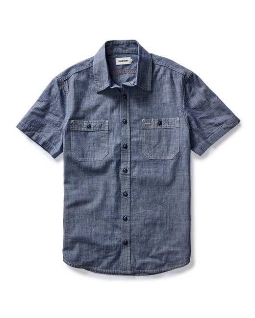 The Short Sleeve Utility Shirt in Indigo Selvedge Chambray