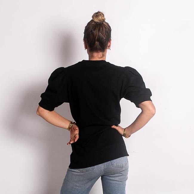 Biologisch zwart sweatshirt met Pofmouwen