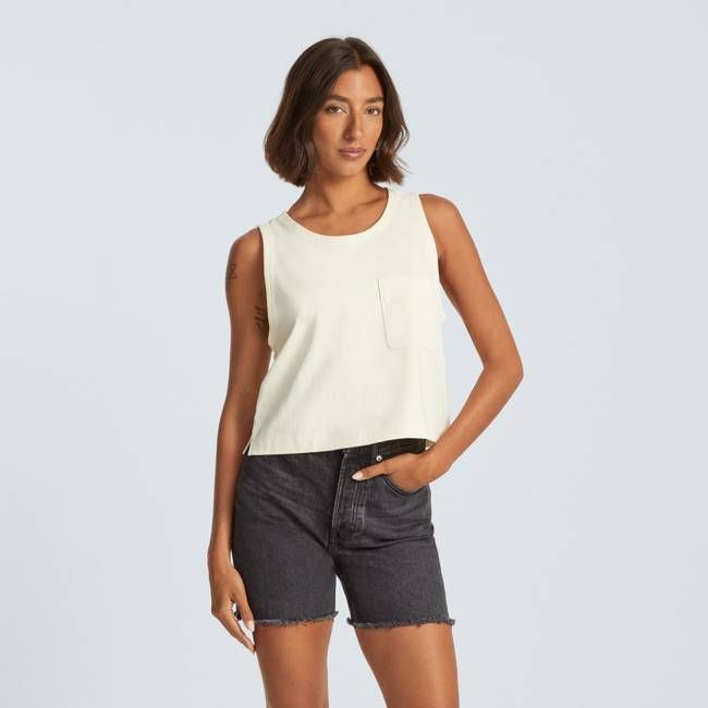 The Premium Weight Cropped Pocket Tank | Canvas