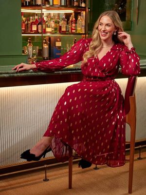 Valerie Lurex Dress - Burgundy and Gold