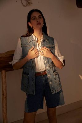 Zoe Short in Two Tone Denim