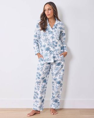 Tropical Toile - Petite Long PJ Set - Cloud