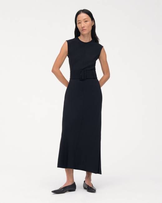 Bias Belted Dress | Black
